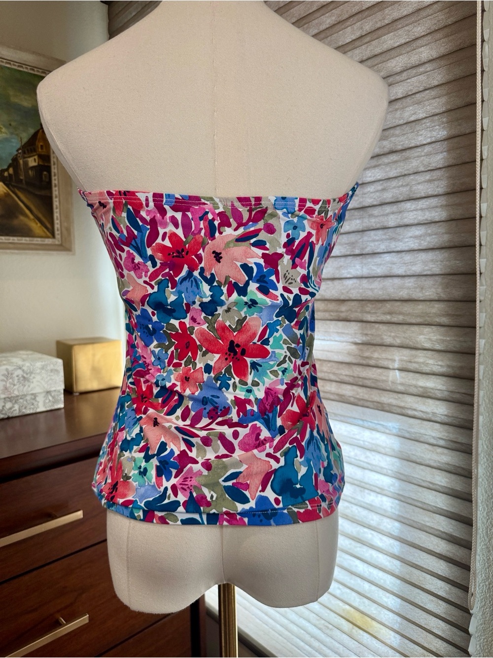 NWT Tommy Bahama Watercolor Floral Bandeau Tankini Top. Size M - Picture 4 of 6